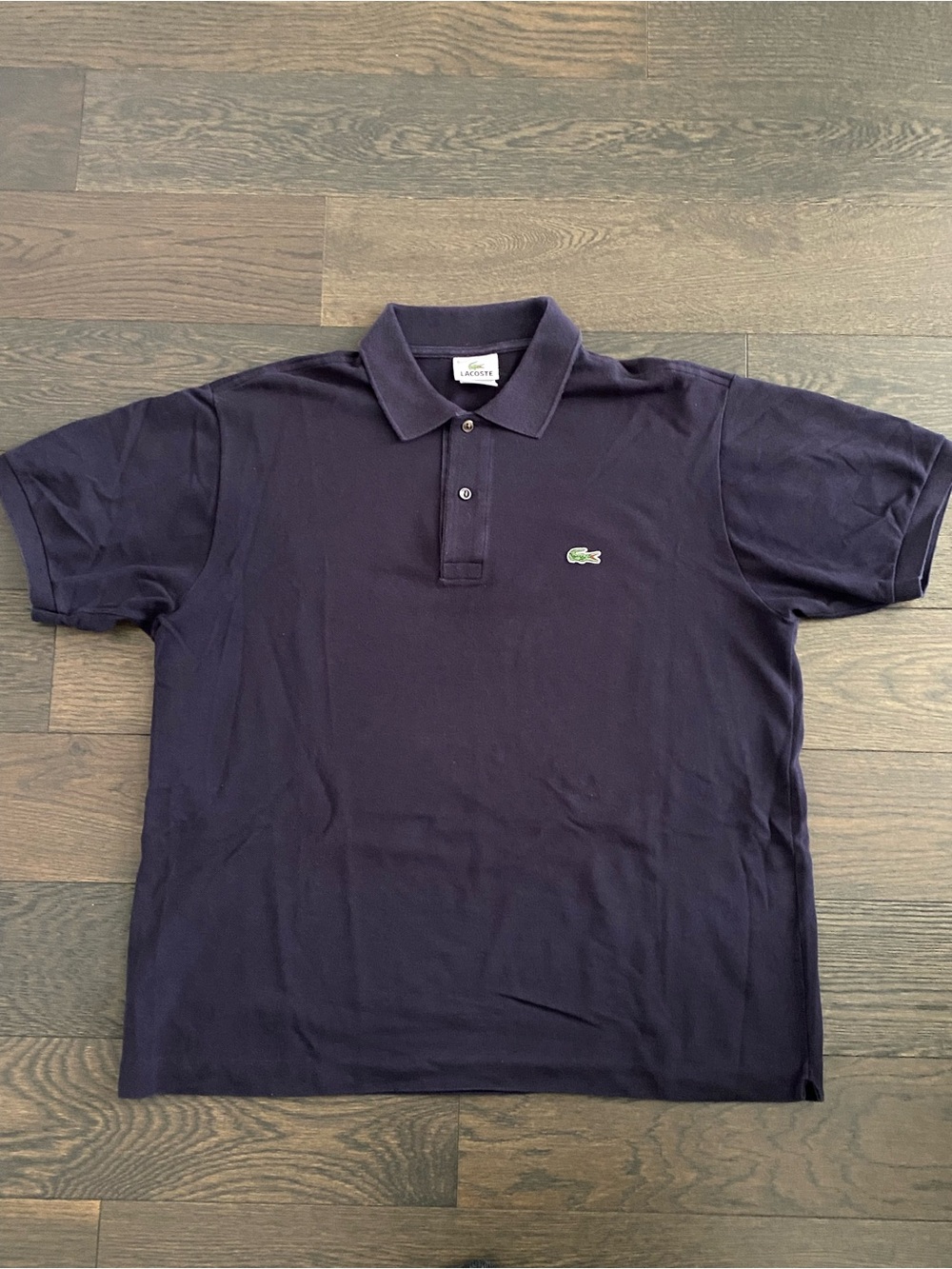 Lacoste Men’s Dark Navy Polo Shirt with Green Crocodile Logo